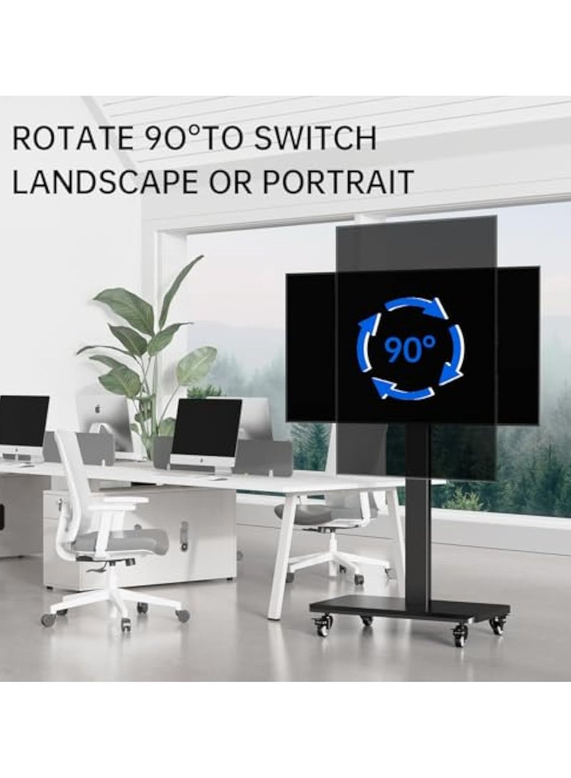 آسي بلاي حامل تلفزيون متنقل ثقيل لتحمل التلفزيونات من 32” إلى 55”، قابل للتعديل في الارتفاع، مع وظيفة التدوير الرأسي/الأفقي والإمالة، سعة 88 رطلاً للاستخدام في غرفة المعيشة والهواء الطلق - Image 3