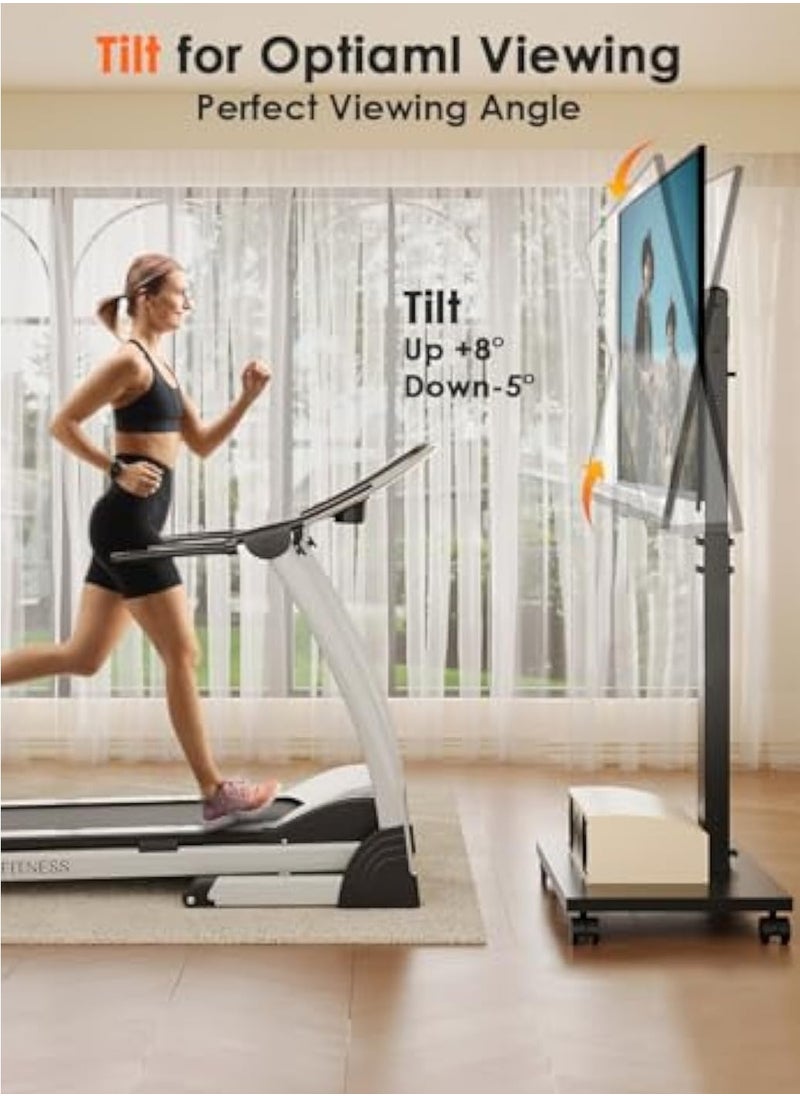 آسي بلاي حامل تلفزيون متنقل ثقيل لتحمل التلفزيونات من 32” إلى 55”، قابل للتعديل في الارتفاع، مع وظيفة التدوير الرأسي/الأفقي والإمالة، سعة 88 رطلاً للاستخدام في غرفة المعيشة والهواء الطلق  - Image 4