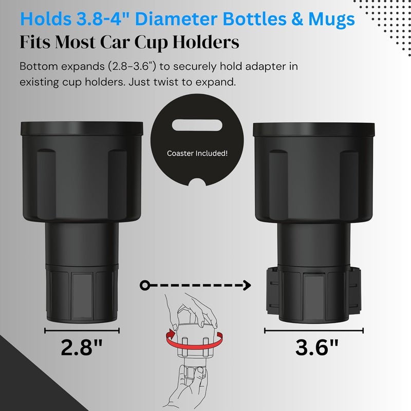 Swigzy Extra Wide Car Cup Holder Expander - Made for Yeti 14oz & 46oz Rambler, Hydro Flask 24oz Mug, RTIC 36oz Bottles - Adapter Insert Extender Expandable and Adjustable - Image 4