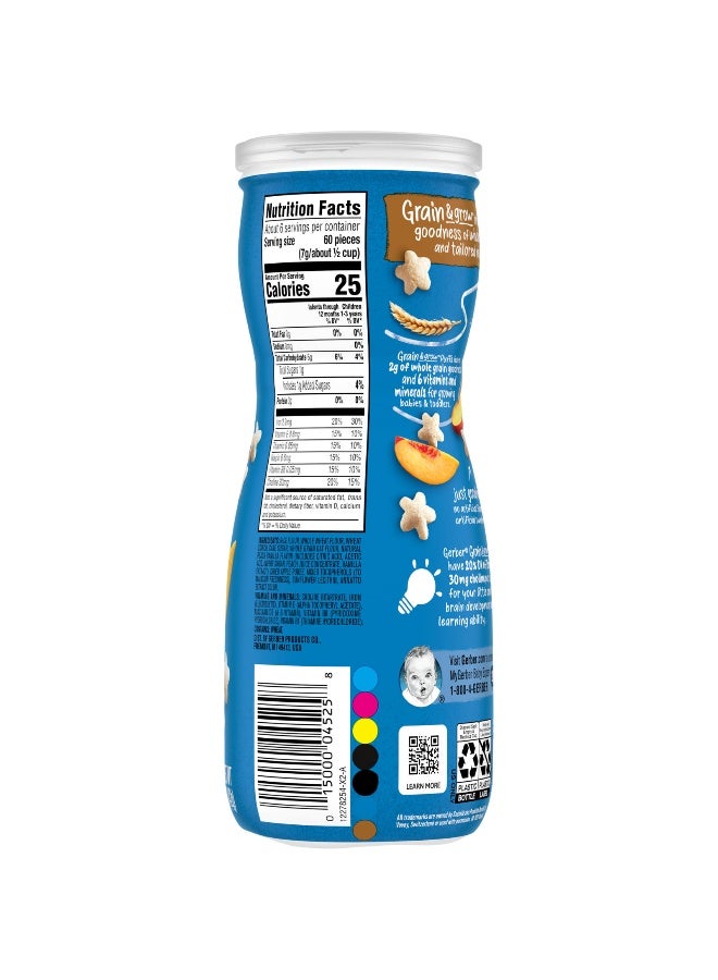 Gerber Gerber, Snacks for Baby, Grain & Grow, Puffs, Puffed Grain Snack, 8+ Months, Peach, 1.48 oz (42 g)  - Image 2
