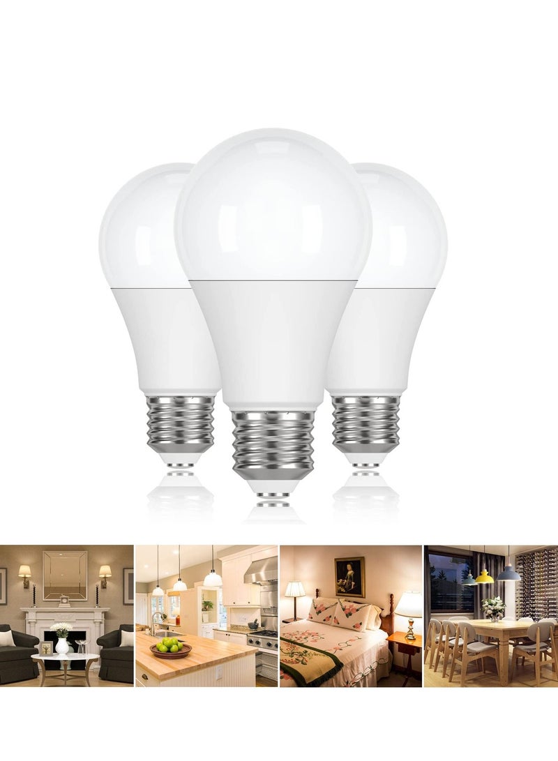 LED Light Bulbs 60 Watt Equivalent, 9W Daylight White 3000K Non-Dimmable, A19 E27 Standard Medium Base, 25000 Hour Lifetime, 806 Lumen, Pack of 3, Warm White - Image 1