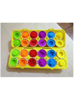 Mike Music Matching Eggs 12 pcs Set Color & Shape Recoginition Sorter Puzzle for Travel Bingo Game Early Learning Educational Fine Motor Skill Montessori Gift for Year Old Kids  - Image 1