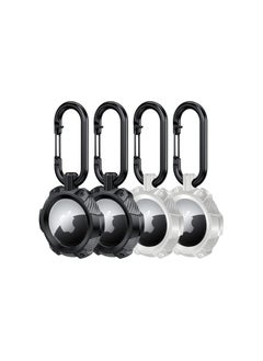 4 Pcs AirTag Cases, Rugged Silicone AirTag Holder with Carabiner Clip Keychain, Protective Cover for Apple AirTags for Luggage Finder, Locating Keys, Pet Collar Tracker