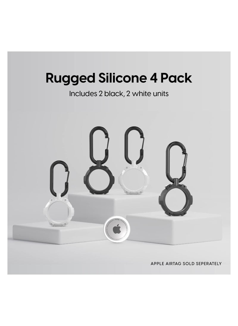 SYOSI - 4 Pcs AirTag Cases, Rugged Silicone AirTag Holder with Carabiner Clip Keychain, Protective Cover for Apple AirTags for Luggage Finder, Locating Keys, Pet Collar Tracker - Image 1