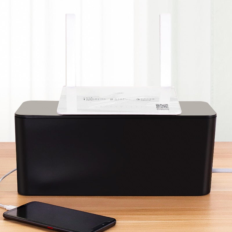 Black Plastic Cable Organizer Box Cord Management Cover For Power Strips Home Office - Image 5