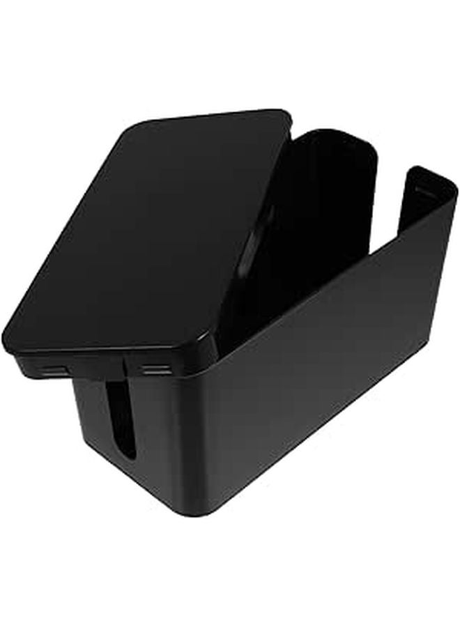 Black Plastic Cable Organizer Box Cord Management Cover For Power Strips Home Office - Image 1