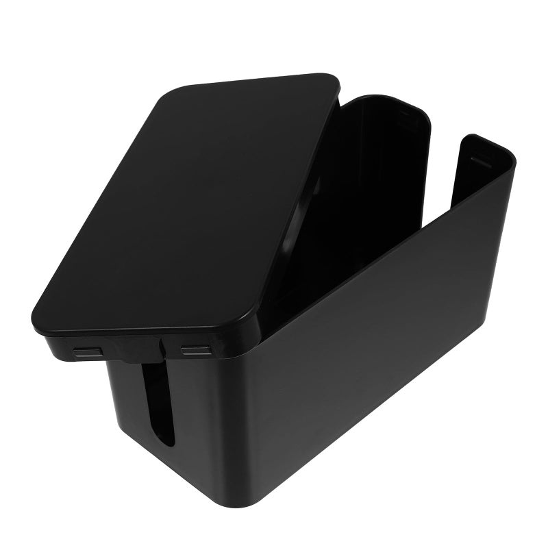 Black Plastic Cable Organizer Box Cord Management Cover For Power Strips Home Office - Image 2