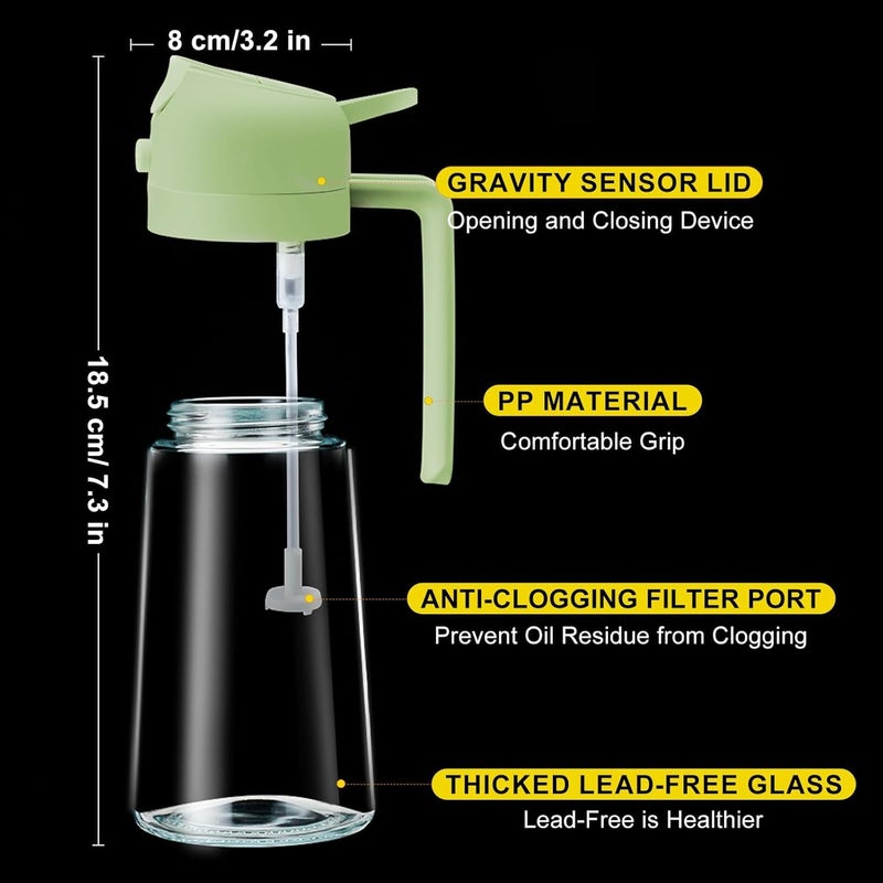 ISEAU 2 in 1 Oil Sprayer and Oil Dispenser Oil Pots For Kitchen Olive Oil Sprayer Bottle 500Ml For Cooking Kitchen BBQ Air Fryer Salad Frying Baking Oil Mist Sprayer Bottle Green - Image 4