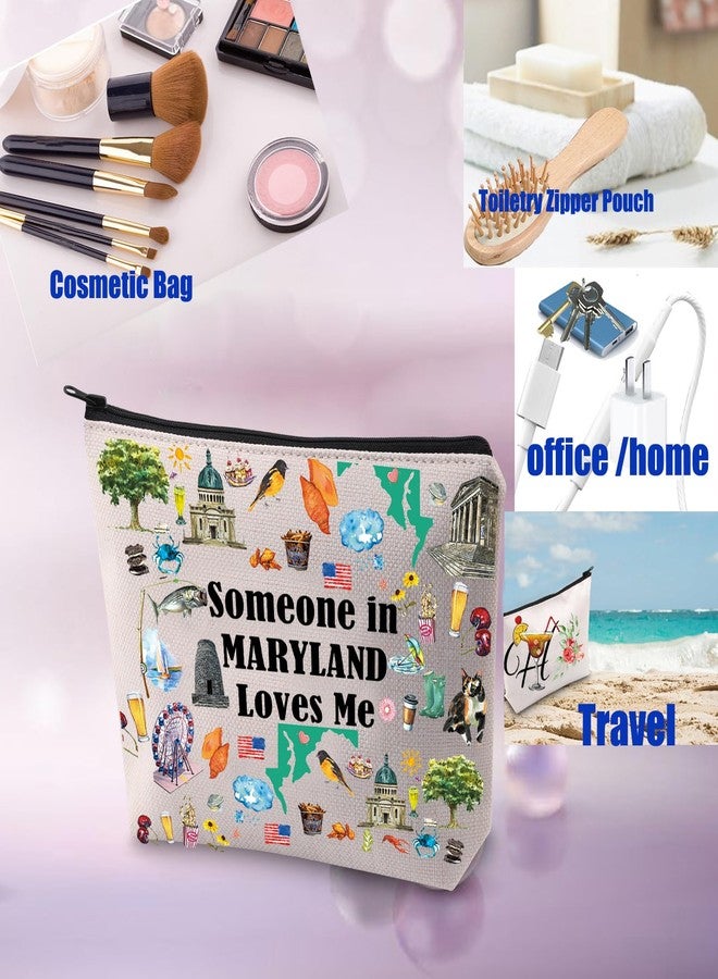 PXTIDY Maryland Travel Makeup Bag Long Distance Relationships Gift Someone In Maryland Loves Me Cosmetic Bag Maryland Souvenir Gift - Image 5