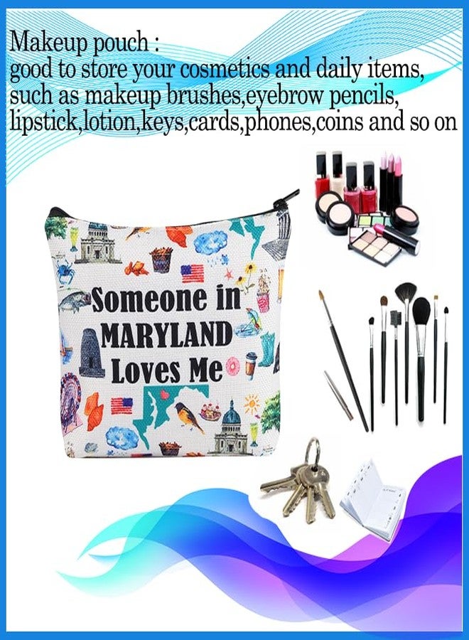 PXTIDY Maryland Travel Makeup Bag Long Distance Relationships Gift Someone In Maryland Loves Me Cosmetic Bag Maryland Souvenir Gift - Image 2