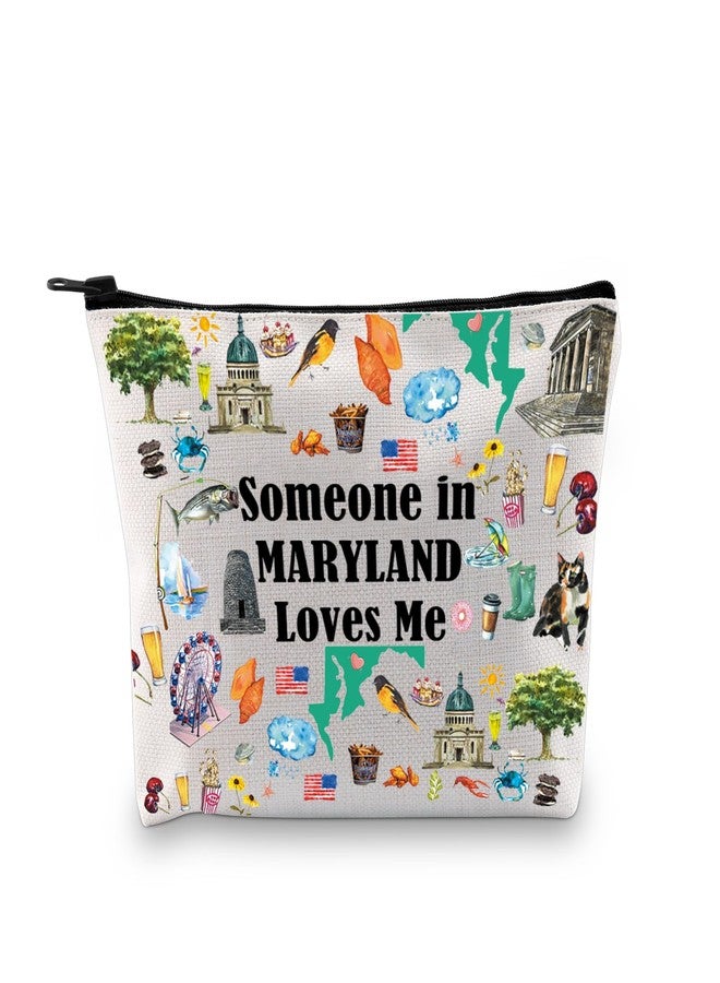 PXTIDY Maryland Travel Makeup Bag Long Distance Relationships Gift Someone In Maryland Loves Me Cosmetic Bag Maryland Souvenir Gift - Image 1
