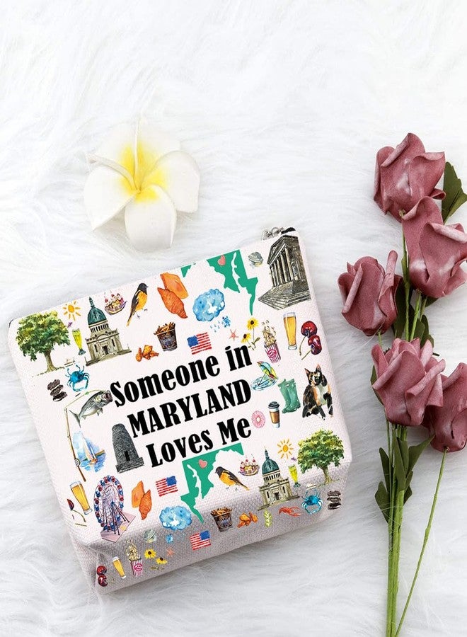 PXTIDY Maryland Travel Makeup Bag Long Distance Relationships Gift Someone In Maryland Loves Me Cosmetic Bag Maryland Souvenir Gift - Image 3