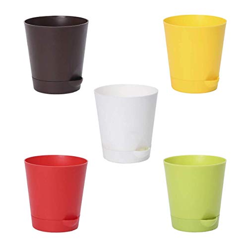 Ugaoo Self Watering Pots Planter for Plants - 4 Inch, Round, Set of 5 - Image 3
