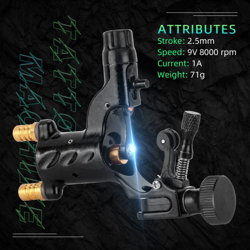 Rotary Tattoo Machine Kit: Black 9V 8000 Rpm - Low Vibration Long-Lasting Operation Precise Lines Vibrant Colors Complete Tattoo Kit for Professional Tattoo Artists - Image 5