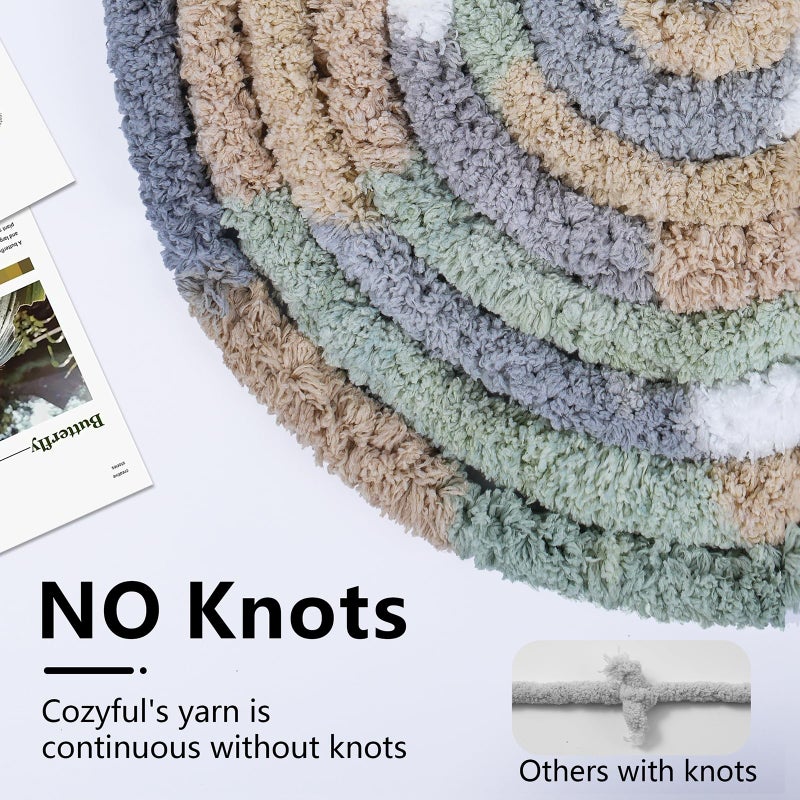 Cozyful خيوط صوفية مريحة للتريكو اليدوي - خيوط بطانية شنيلي سميكة #10، خيوط سميكة كبيرة للتCrocheting، خيوط صوفية سميكة بتقنية التلوين، 8 كرات (25 ياردة 8 أونصات لكل كرة)، كريمي و مريمي و رمادي و كاكي - Image 4