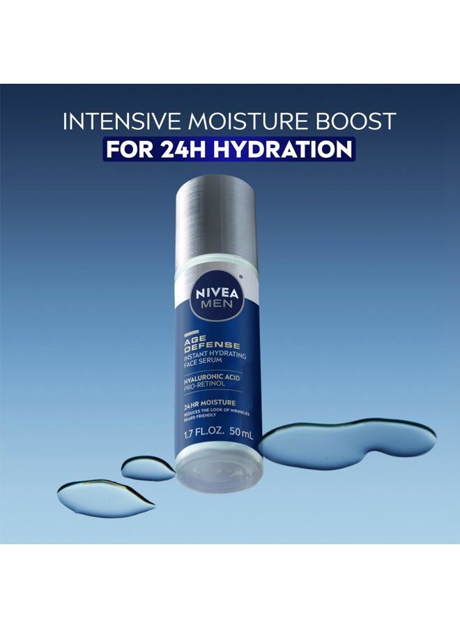 NIVEA MEN Age Defense Instant Hydrating Face Serum for Dry Skin, With Pro-Retinol and Hyaluronic Acid, Facial Serum Helps Reduce Look of Fine Lines and Wrinkles, 1.7 Fl Oz Bottle - Image 2