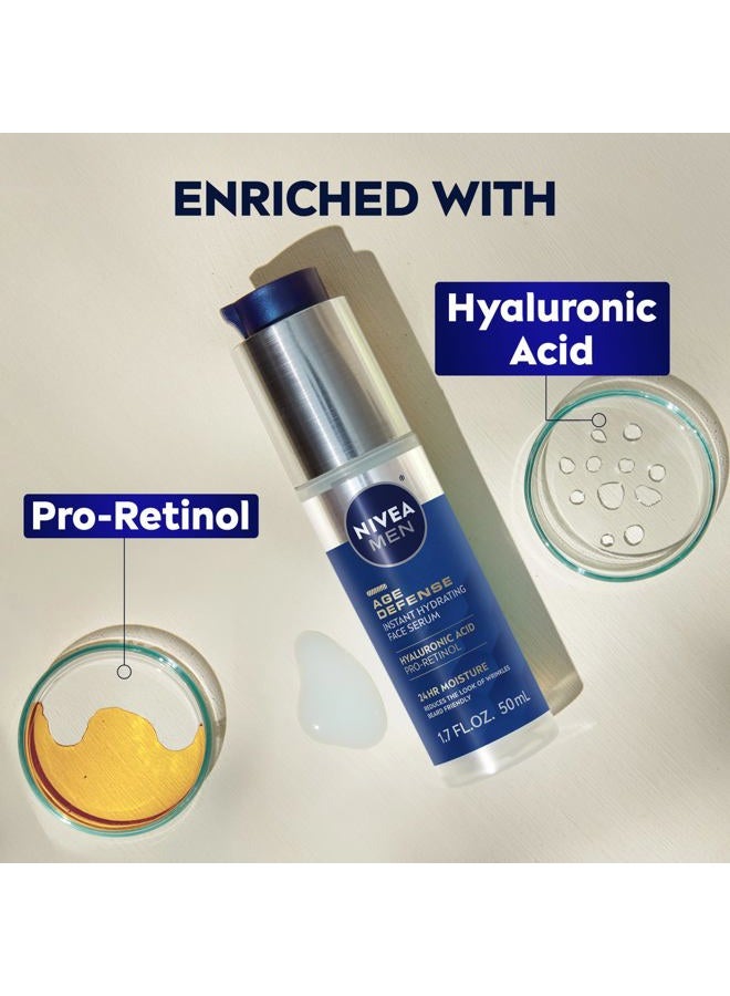 NIVEA MEN Age Defense Instant Hydrating Face Serum for Dry Skin, With Pro-Retinol and Hyaluronic Acid, Facial Serum Helps Reduce Look of Fine Lines and Wrinkles, 1.7 Fl Oz Bottle - Image 4