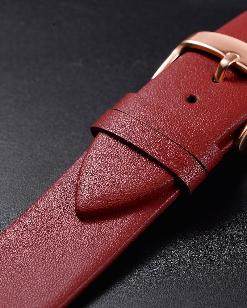 QUARKZMAN Leather Watch Strap Watch Leather Strap Watch Straps Flat Thin Elegant Leather Watch Strap Buckle for Smartwatch Men Women Men Women - Image 4
