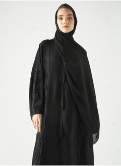 هدية المدينة  عباية مزخرفة أحادية اللون  - Image 2