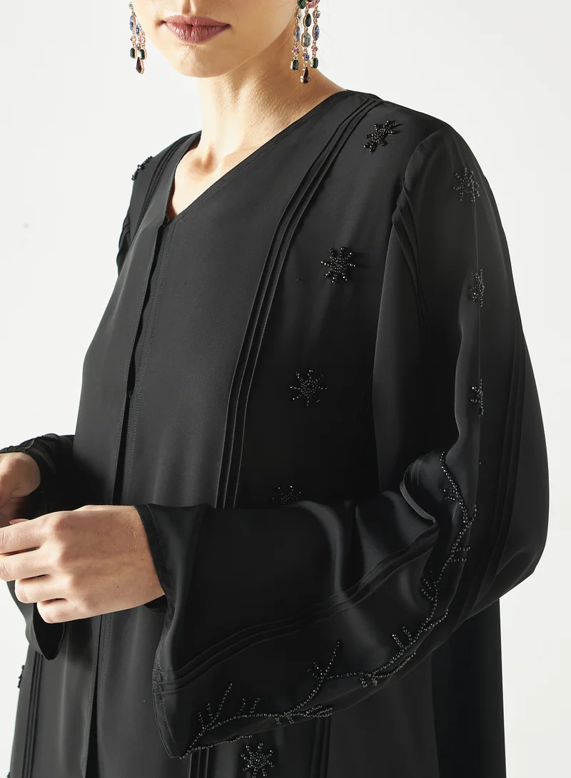 Hadiyath Al Madinah Monochrome Embellished Abaya