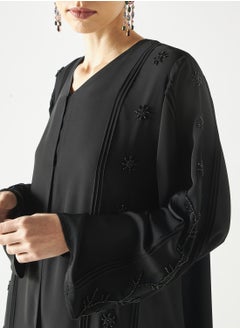 هدية المدينة  عباية مزخرفة أحادية اللون  - Image 3