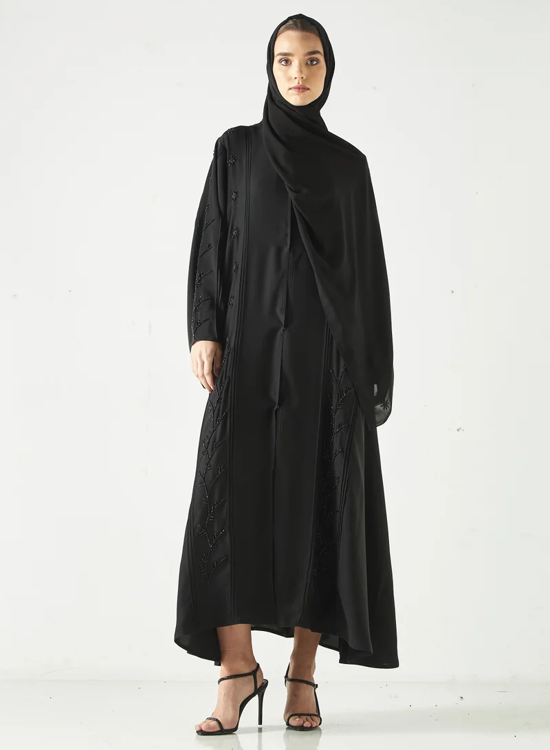 Hadiyath Al Madinah Monochrome Embellished Abaya
