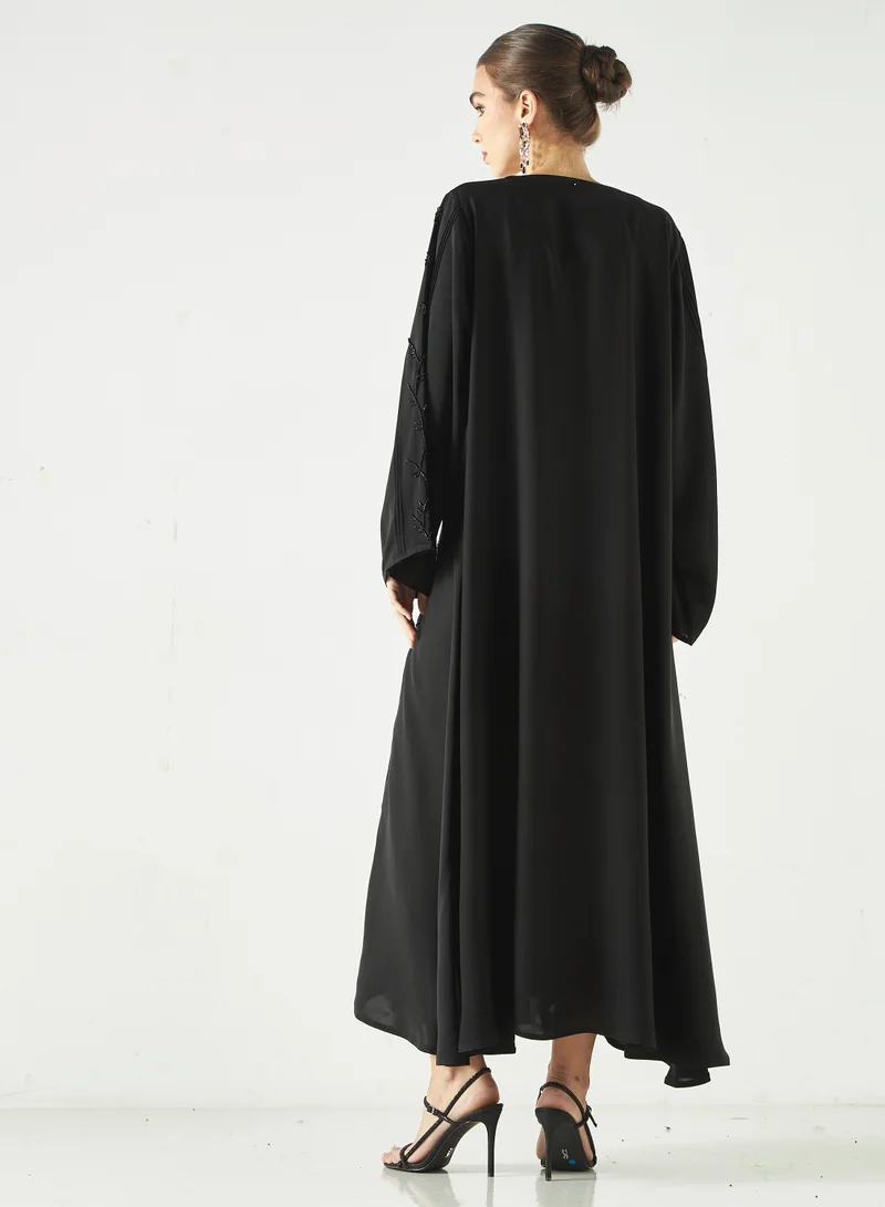 Hadiyath Al Madinah Monochrome Embellished Abaya
