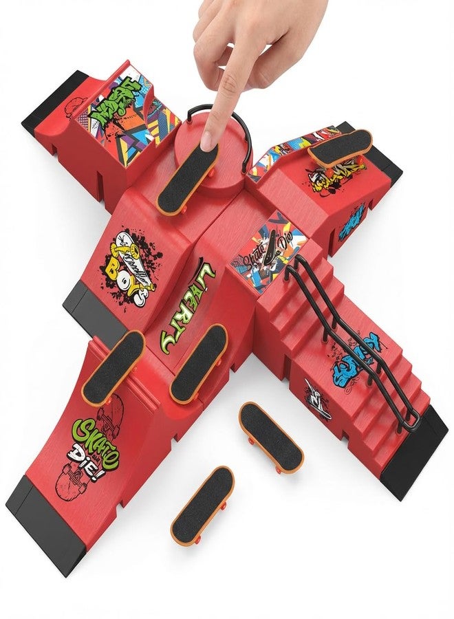 SCLWSS Fingerboard Skate Park Set Compatible with Tech Deck Skateboards, Featuring 6 Ramps, 6 Fingerboards, and Fingerboard Obstacles, Ideal for Fingerboard Enthusiasts - Image 2