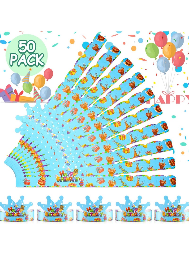 Zikra 50 Pcs Birthday Crowns for Kids, Paper Party Hats Colorful Birthday Hat Happy Birthday Paper Crowns for Kids Family Classroom School Birthday Party Decor Supplies - Image 2