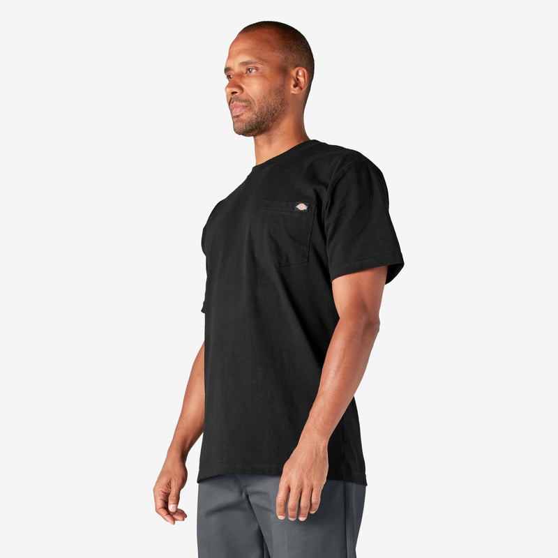Dickies Mens Heavyweight Crew Neck Short Sleeve Tee Henley Shirt, Black, XX-Large US - Image 3