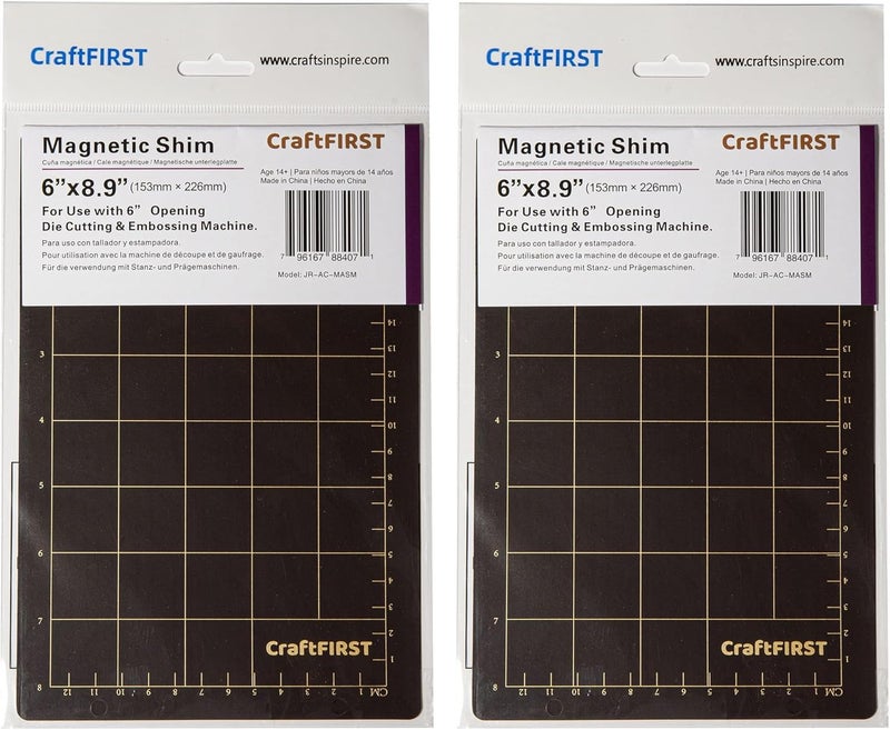 CraftFIRST 6 x 9 Magnetic Shim with Popular Card Size Grids Die Cutting Accessaries 2 Shims - Image 1