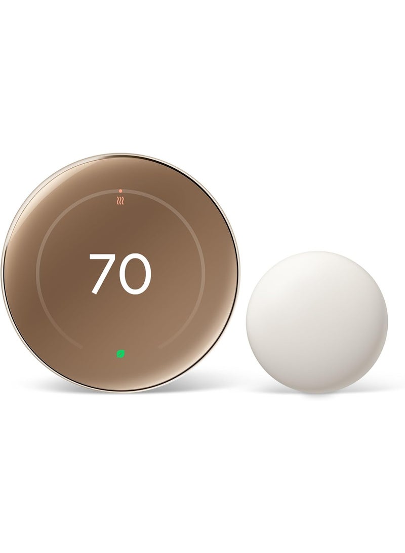 Google Nest Learning Thermostat (4th Gen) with Nest Temperature Sensor (2nd Gen) - Polished Gold