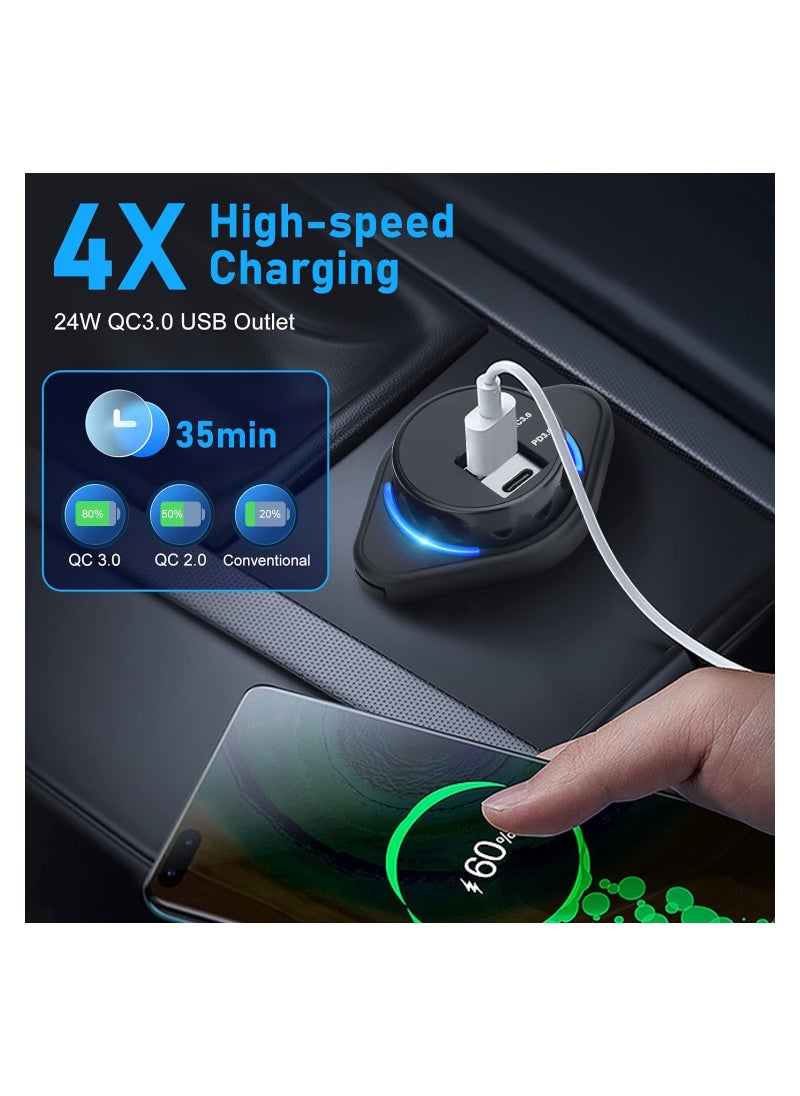 SYOSI 12V USB Outlet 2PCS, USB C Outlet Socket, 2024 Upgraded Dual PD3.0 and QC3.0 24W Car USB Ports, Waterproof 12V/24V Type C USB Power Outlet for RV Marine Motorcycle Boat Golf Cart (Surface Mount)  - Image 3