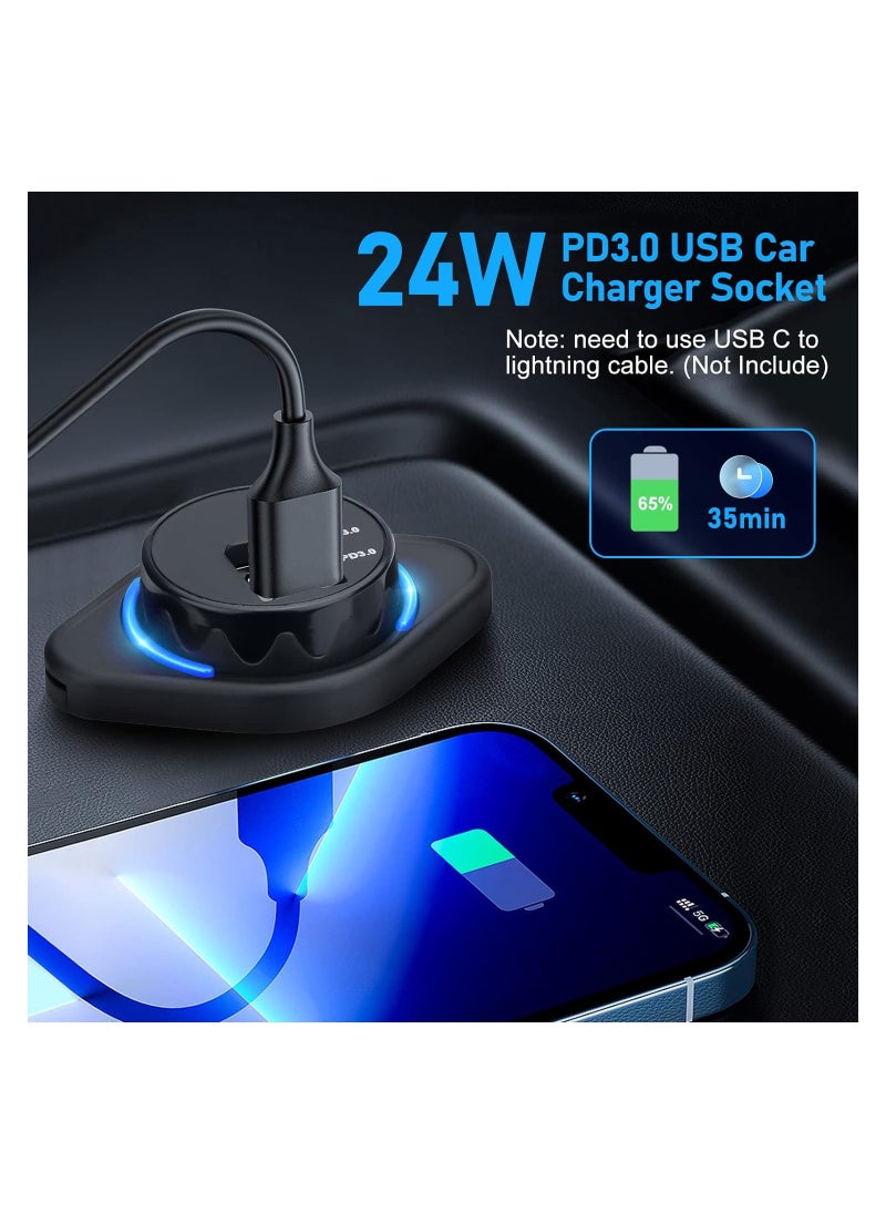 SYOSI 12V USB Outlet 2PCS, USB C Outlet Socket, 2024 Upgraded Dual PD3.0 and QC3.0 24W Car USB Ports, Waterproof 12V/24V Type C USB Power Outlet for RV Marine Motorcycle Boat Golf Cart (Surface Mount)  - Image 4