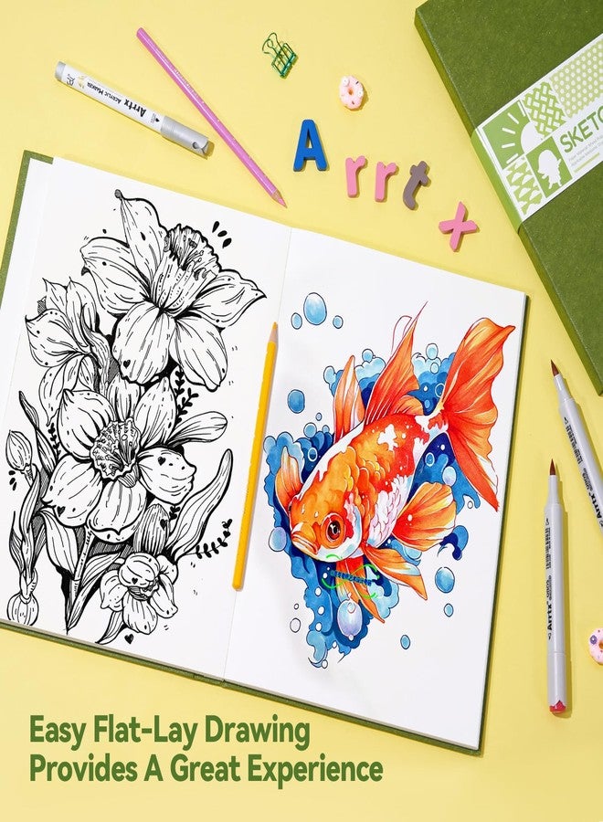 Arrtx A4 Sketchbook, Lay Flat Hardcover Sketch Book(120 Pages) 180GSM/90lb, Acid-Free Art Sketchbook for Artist, Students and Beginners - Image 5