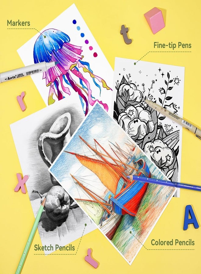 Arrtx A4 Sketchbook, Lay Flat Hardcover Sketch Book(120 Pages) 180GSM/90lb, Acid-Free Art Sketchbook for Artist, Students and Beginners - Image 4
