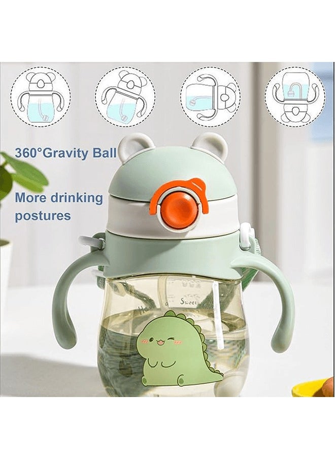 Riolio Baby and Toddler Trainer Cup, 300 Ml Silicone Sippy with Handles Lid and Straw, Spill Proof and Non-slip (Green)  - Image 2