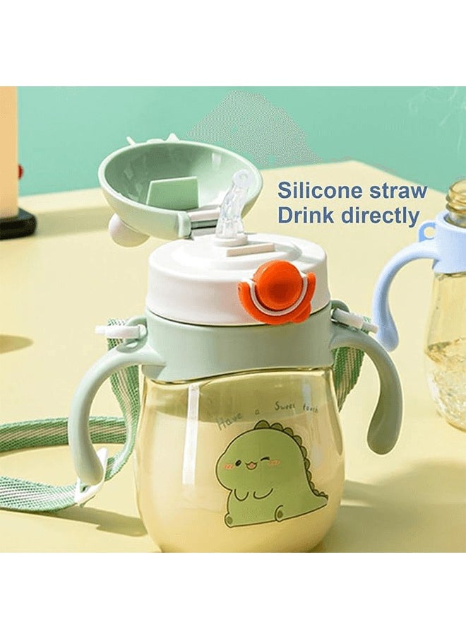 Riolio Baby and Toddler Trainer Cup, 300 Ml Silicone Sippy with Handles Lid and Straw, Spill Proof and Non-slip (Green)  - Image 3