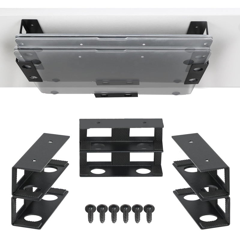 Double Under Desk Laptop Mount 3Pcs Sturdy Carbon Steel Storage Rack Home Office Dorm - Image 5