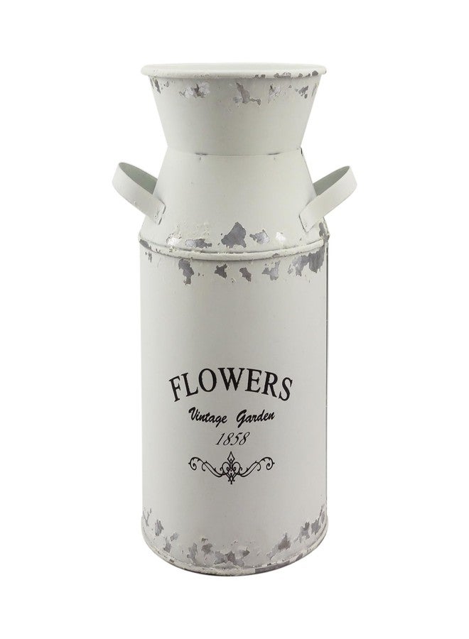 Fauevav Galvanized White Milk Can Antique Retro Vase Metal Planter Rustic Vintage Primitive Flower Holder Farmhouse Country Plant for Home Office Decor, 7.5” - Image 1
