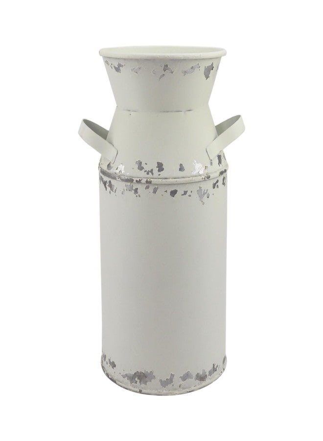 Fauevav Galvanized White Milk Can Antique Retro Vase Metal Planter Rustic Vintage Primitive Flower Holder Farmhouse Country Plant for Home Office Decor, 7.5” - Image 3
