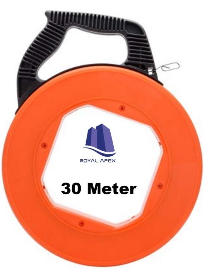 Royal Apex Fish Tape Reel Puller Conductive Electrical Cable Puller With Impact Case Electric Or Communication Wire Puller Use For Drywall Ceiling Under Rug Conduit Or Pipe 30Meter  - Image 1