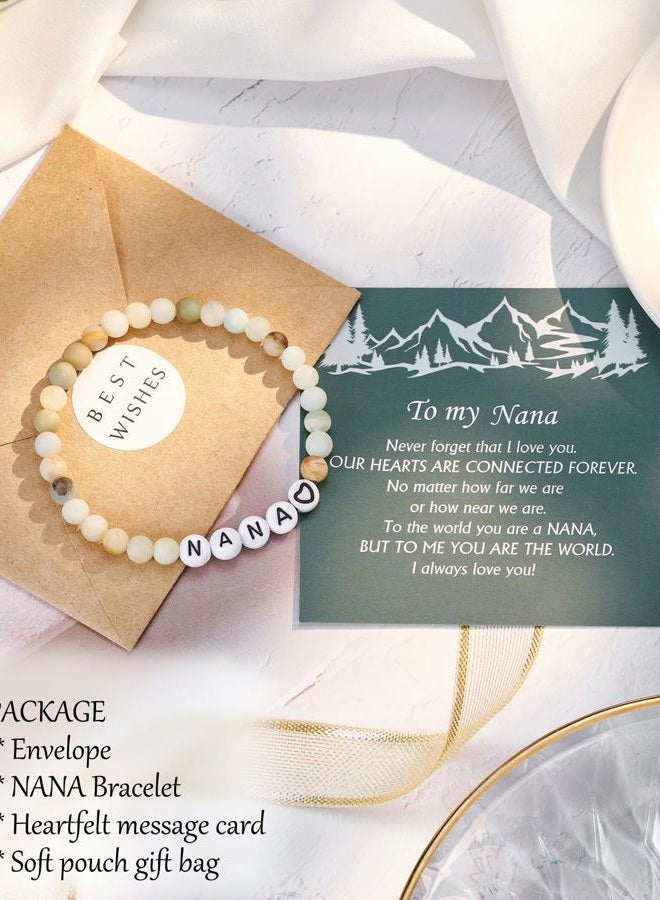 Shonyin Nana/Mimi/Grandma/Papa/Dad/Mom/Daughter/Aunt/Sister Gifts,Natural Stone Bracelet Christmas Birthday Valentines Mother's Day Gifts for Women Girls Men, 7 inch, Stone, Agate - Image 5