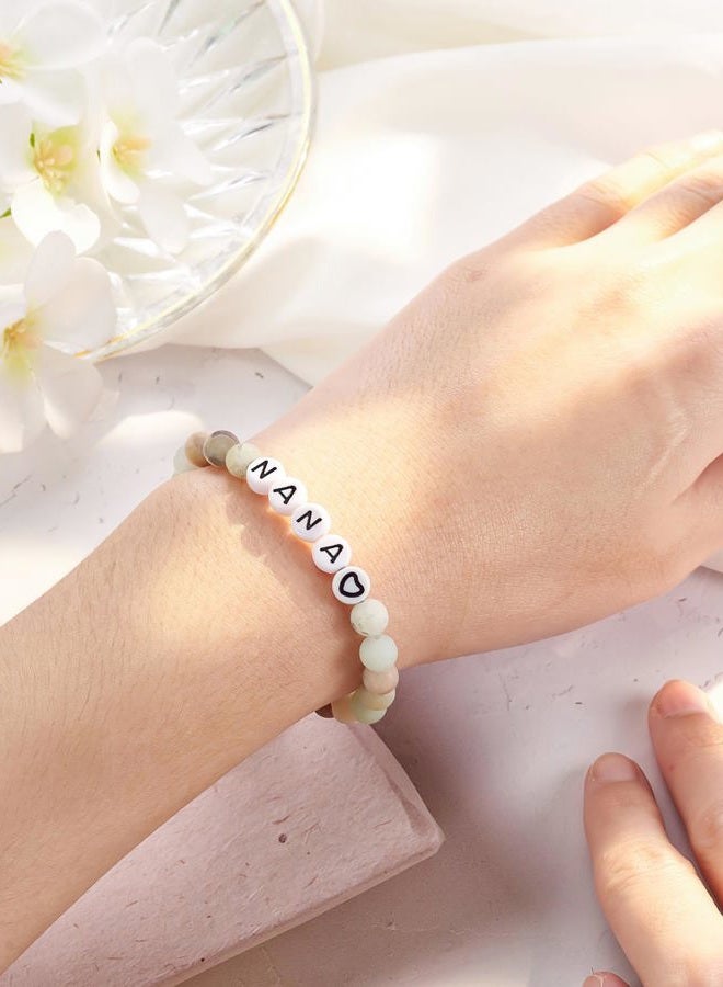 Shonyin Nana/Mimi/Grandma/Papa/Dad/Mom/Daughter/Aunt/Sister Gifts,Natural Stone Bracelet Christmas Birthday Valentines Mother's Day Gifts for Women Girls Men, 7 inch, Stone, Agate - Image 2