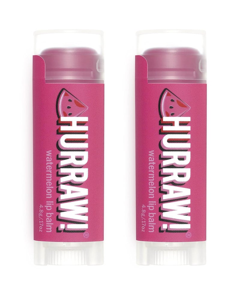 Hurraw Watermelon Lip Balm 2 Pack Organic Certified Vegan Cruelty and Gluten Free NonGMO 100 Natural Ingredients Bee Shea Soy and Palm Free Made in USA