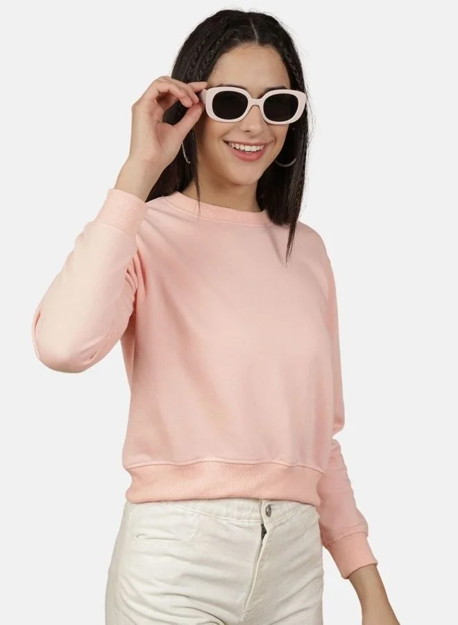 Freehand Women Regular Fit Solid Crew Neck Long Sleeve Overhead-Crewneck Sweatshirt