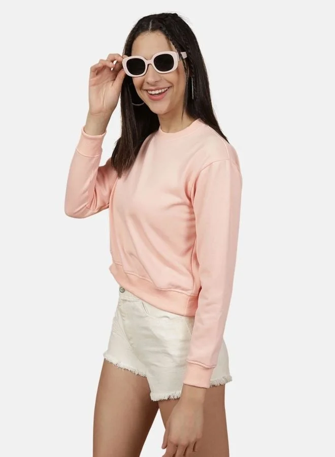 Freehand Women Regular Fit Solid Crew Neck Long Sleeve Overhead-Crewneck Sweatshirt