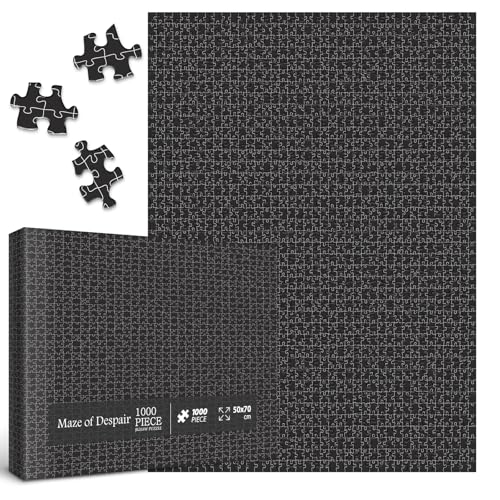 IdeaBazar Impossible Mystic Maze Puzzles for Adults 1000 Pieces Difficult Black and White Jigsaw Puzzles Hard Challenging Crazy Line Puzzle - Image 1