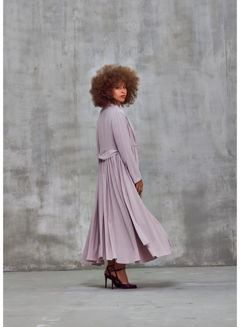 Ashita Fernandes Maxi Dress – Soft Lilac, Premium Crepe, Sleeveless with Concealed Back Zipper