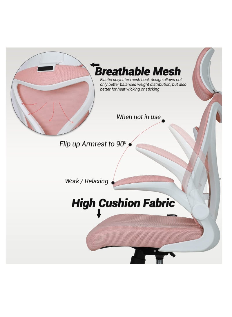 DROGO premium Ergonomic Office Chair for Work from Home, High Back Computer Chair with Mesh, Flip-up Armrest, Recline, Adjustable Seat & Lumbar Support Mesh Chair for Office - Image 4